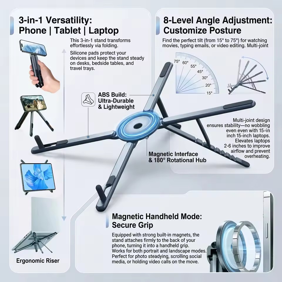 Laptop Extra Accessories - Suporte Magnético Portátil para Telefone e