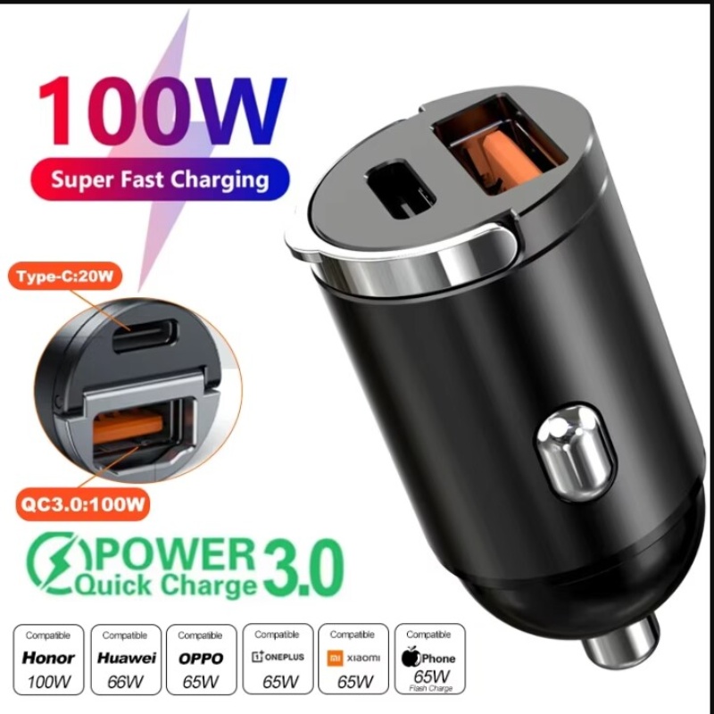 Usb C Power Adapter - Mini Carregador Veicular de Carregamento Rápido