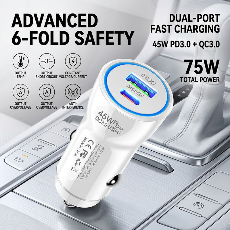 Usb C Power Adapter - Carregador de Carro de Carregamento Rápido
