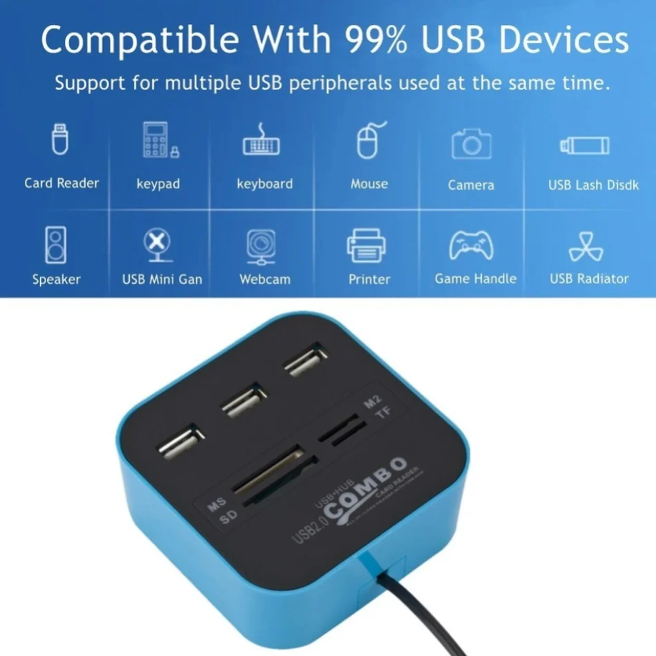 3 portas usb 2.0 hub combo usb - Laptop Accessories All In One avaliação e preço