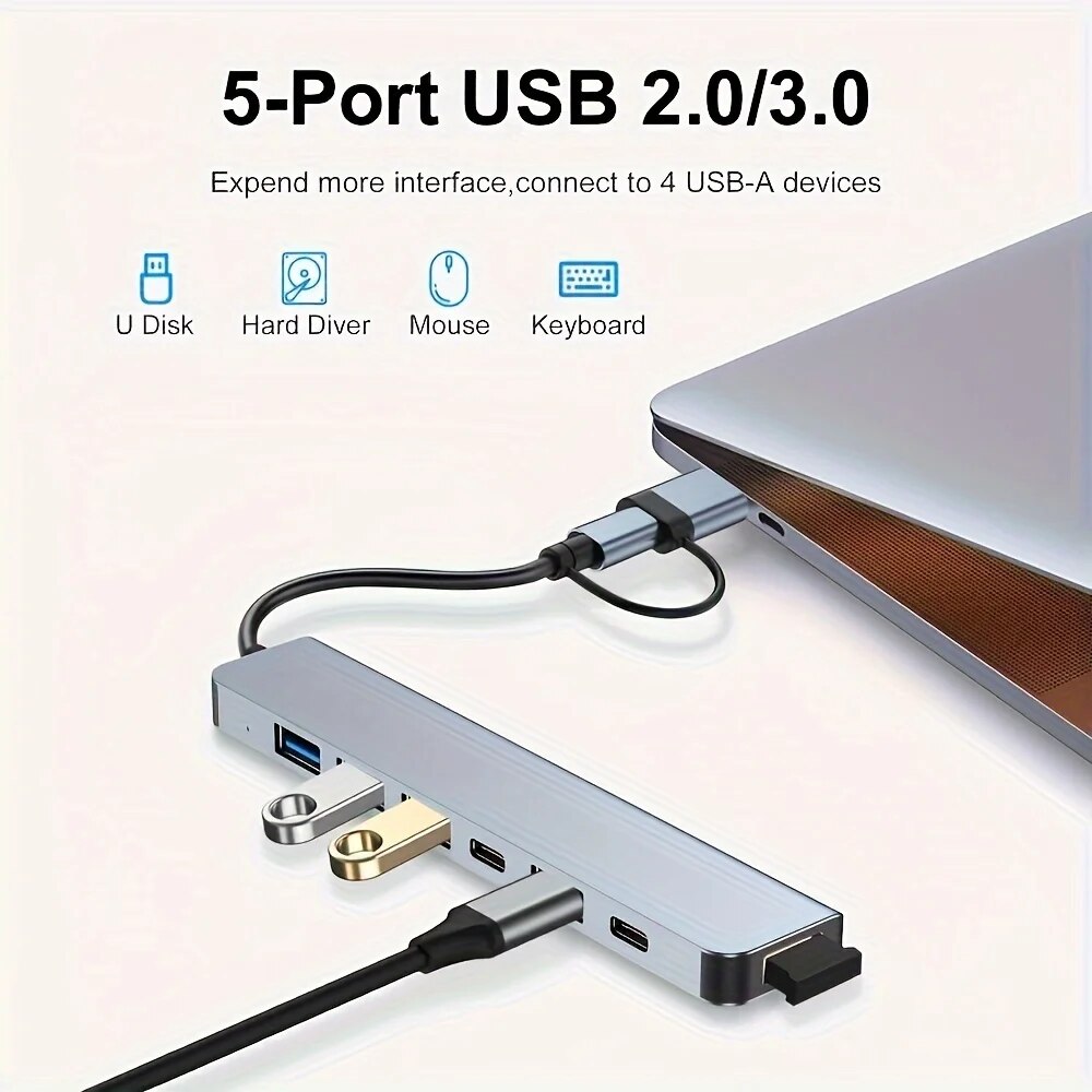 Hub USB3.0 2 em 1 com 7 Portas - Laptop Accessories For Programmers avaliação e preço